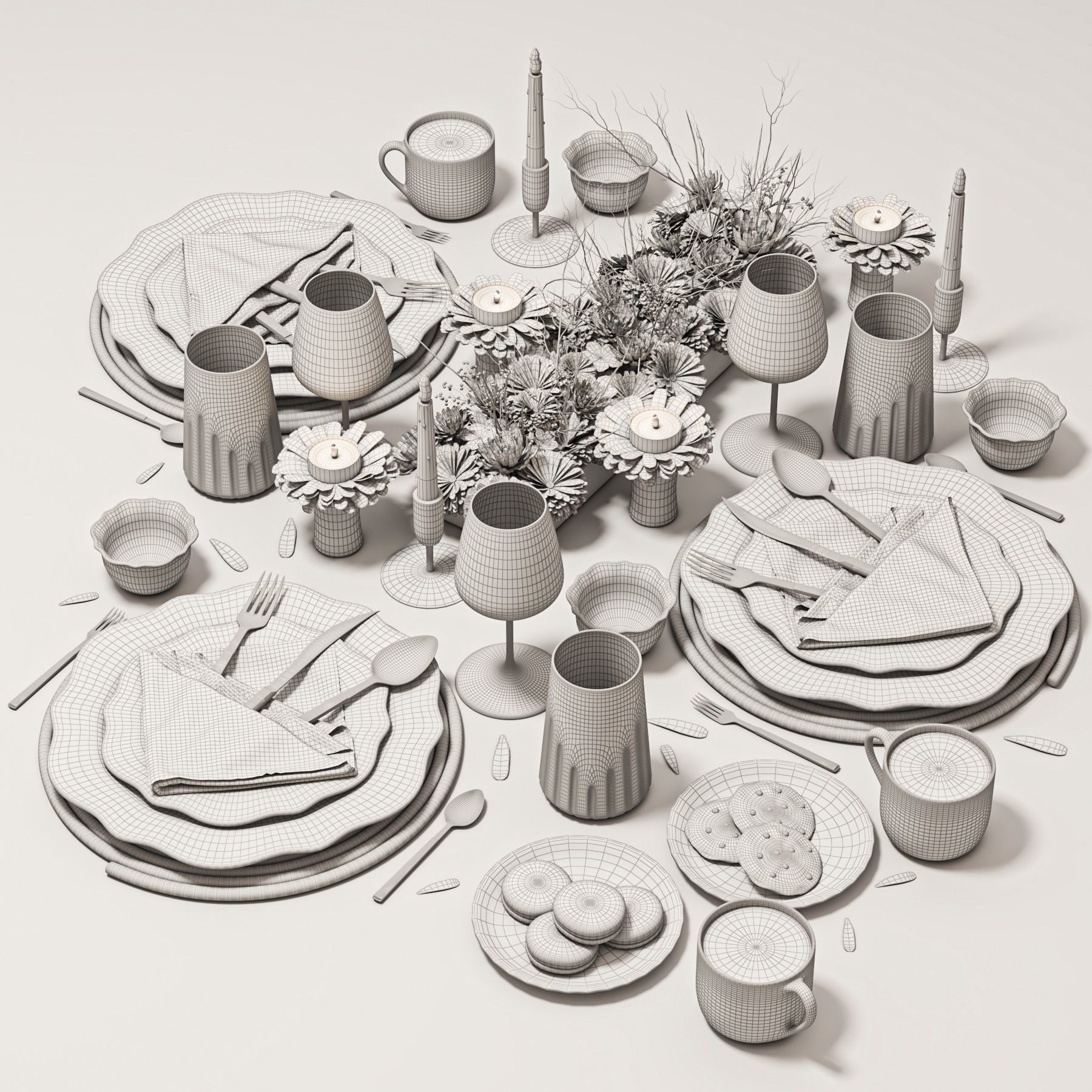 table set 106 Low-poly 3D model_4