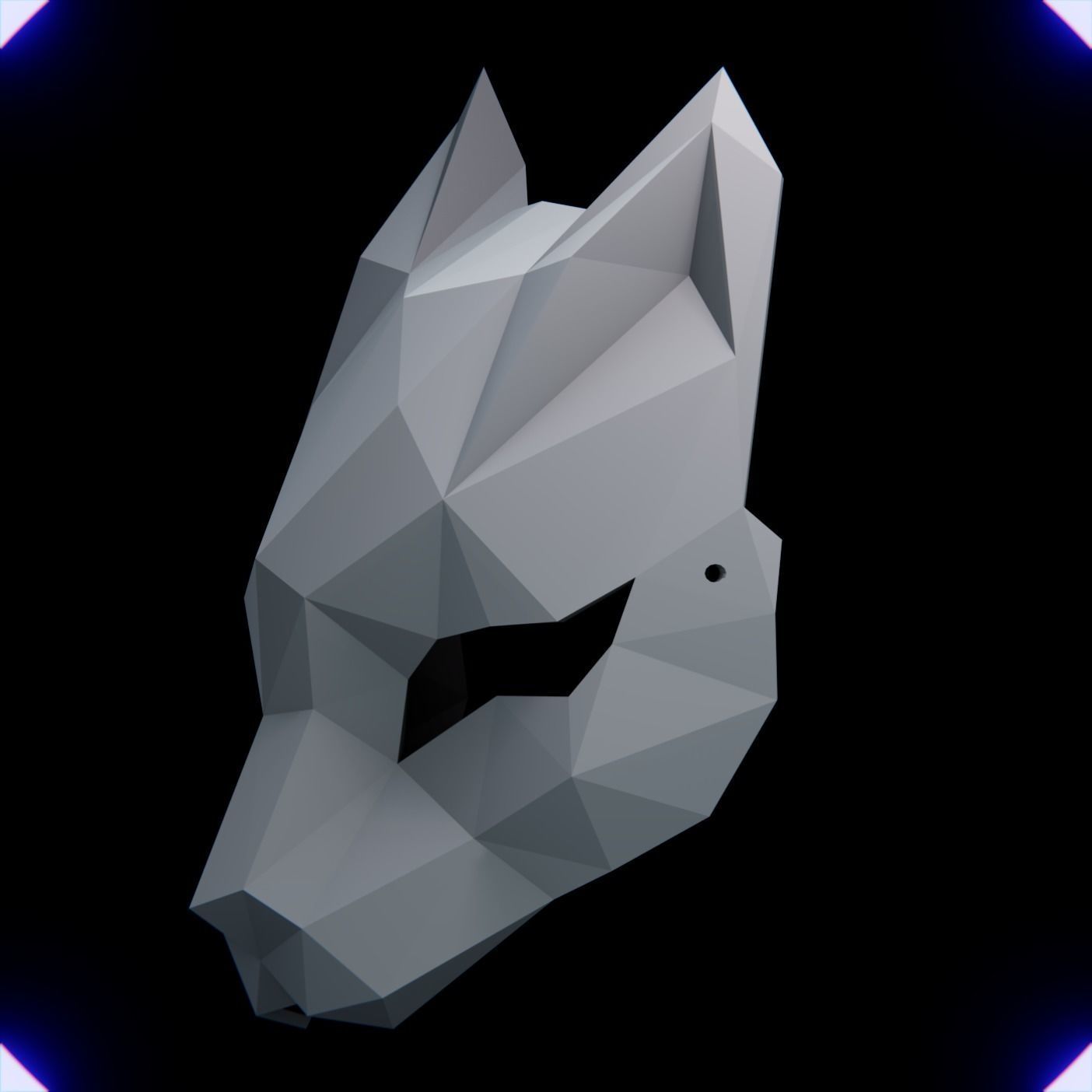CAT MASK LOW POLY V2 3D print model_7
