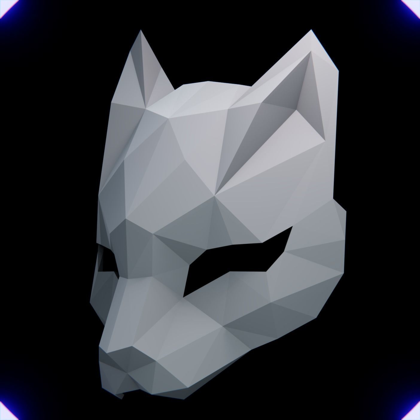 CAT MASK LOW POLY V2 3D print model_3