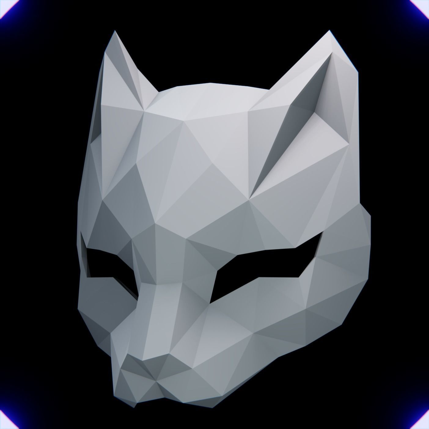 CAT MASK LOW POLY V2 3D print model_2