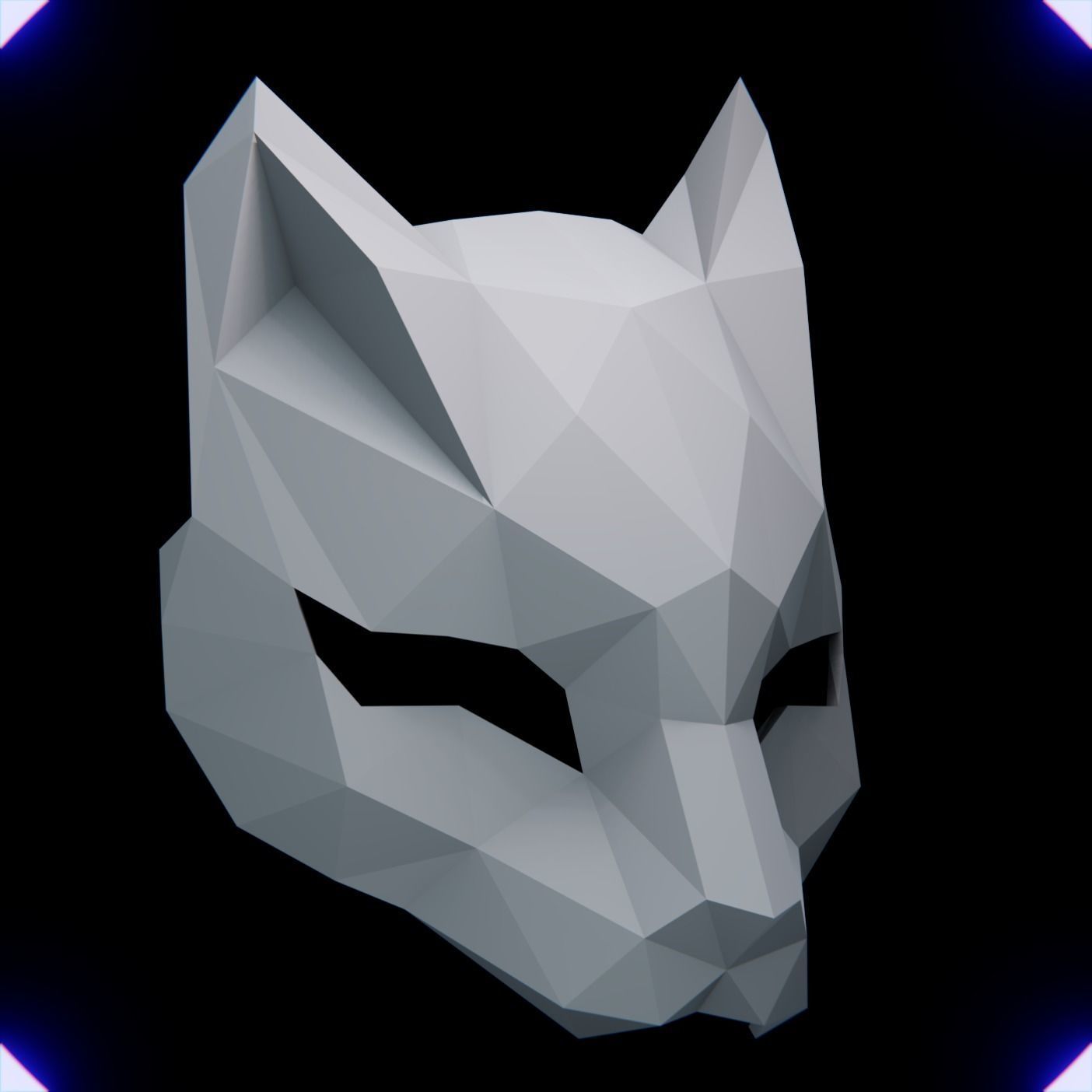 CAT MASK LOW POLY V2 3D print model_1