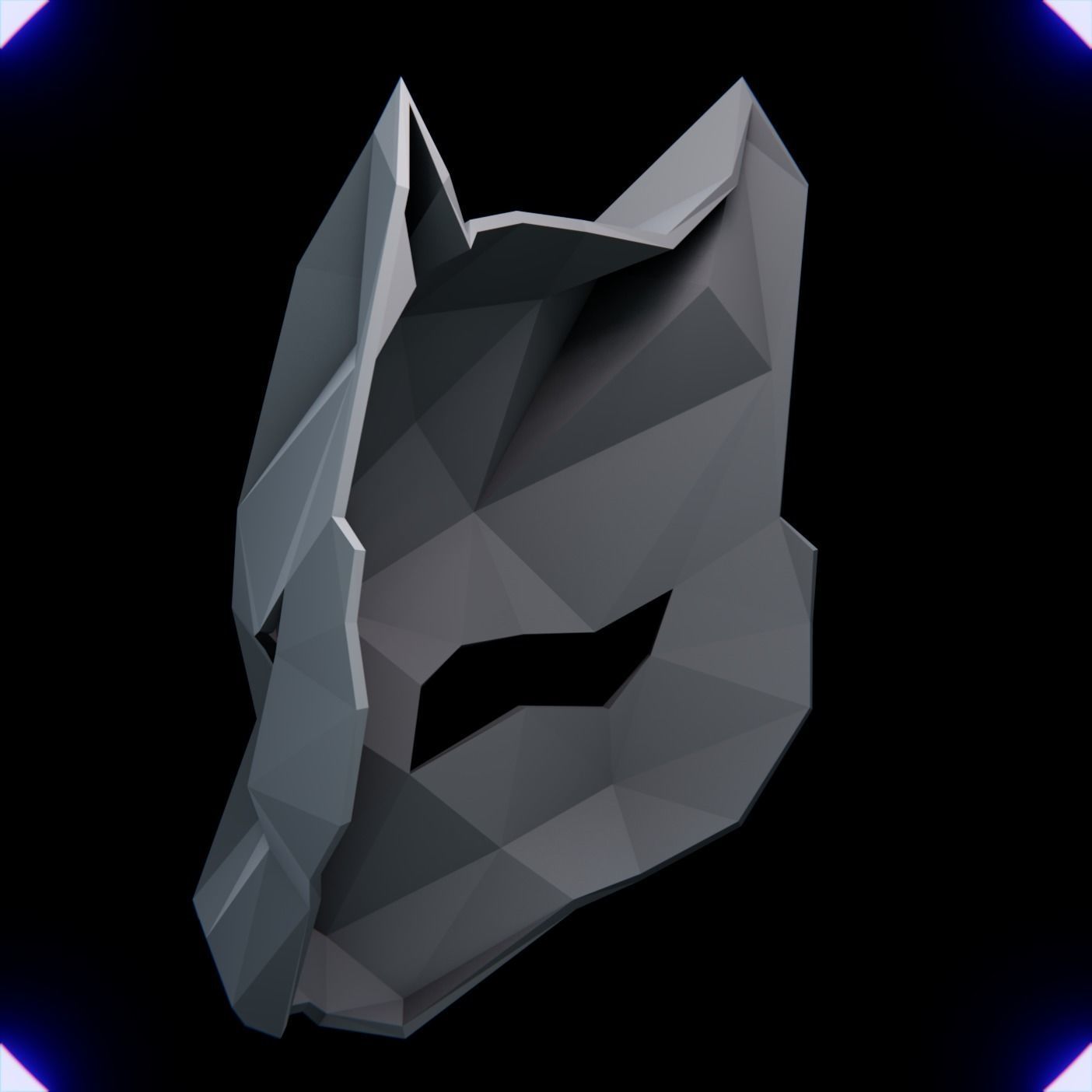 CAT MASK LOW POLY V2 3D print model_5