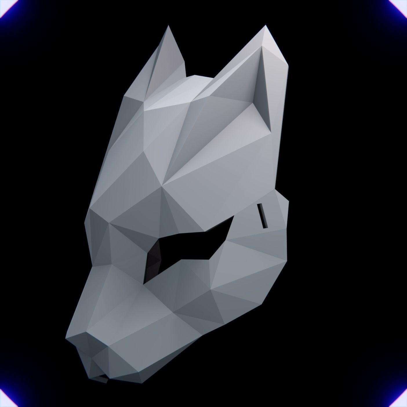 CAT MASK LOW POLY V2 3D print model_6