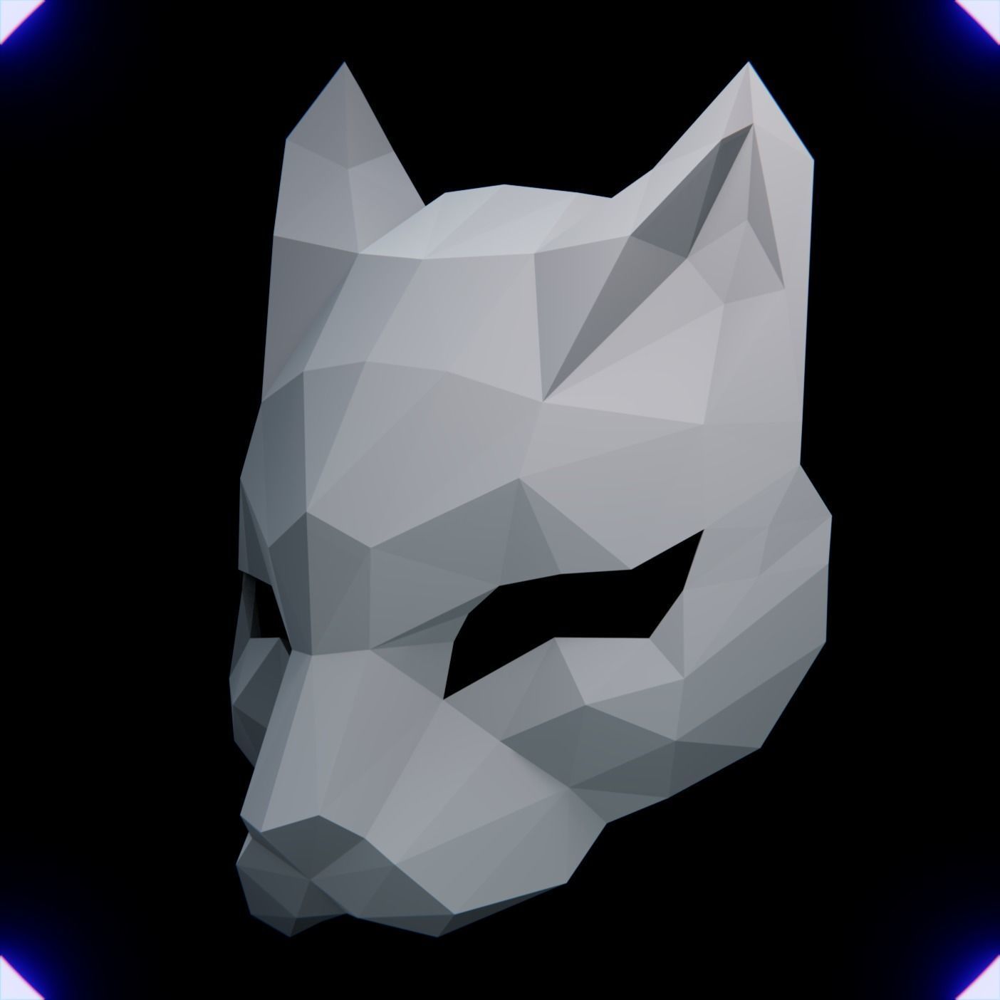 CAT MASK LOW POLY V1 3D print model_2