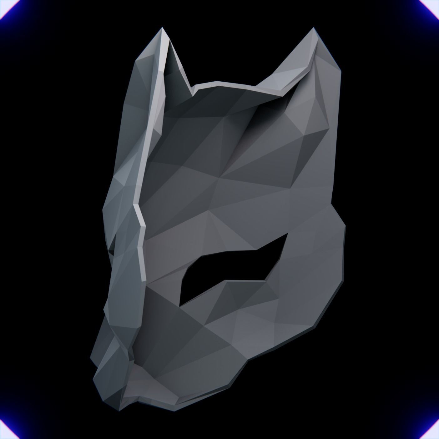 CAT MASK LOW POLY V1 3D print model_5