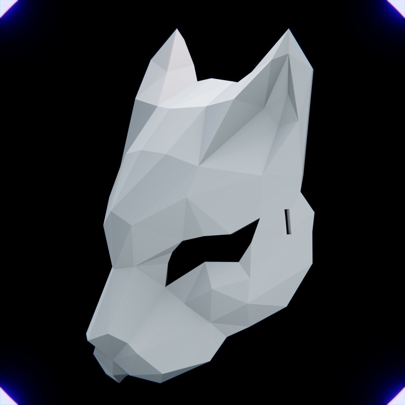 CAT MASK LOW POLY V1 3D print model_6