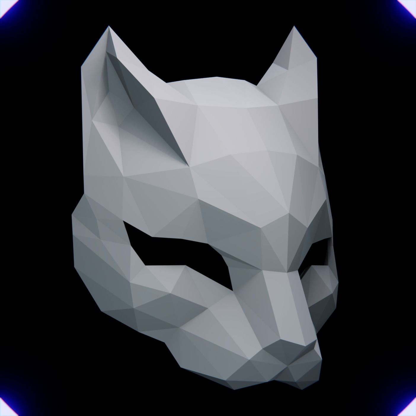 CAT MASK LOW POLY V1 3D print model_1