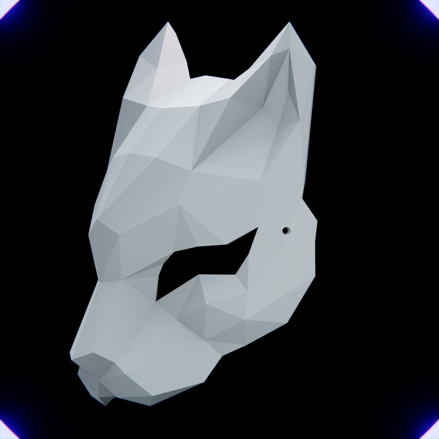 CAT MASK LOW POLY V1 3D print model_7