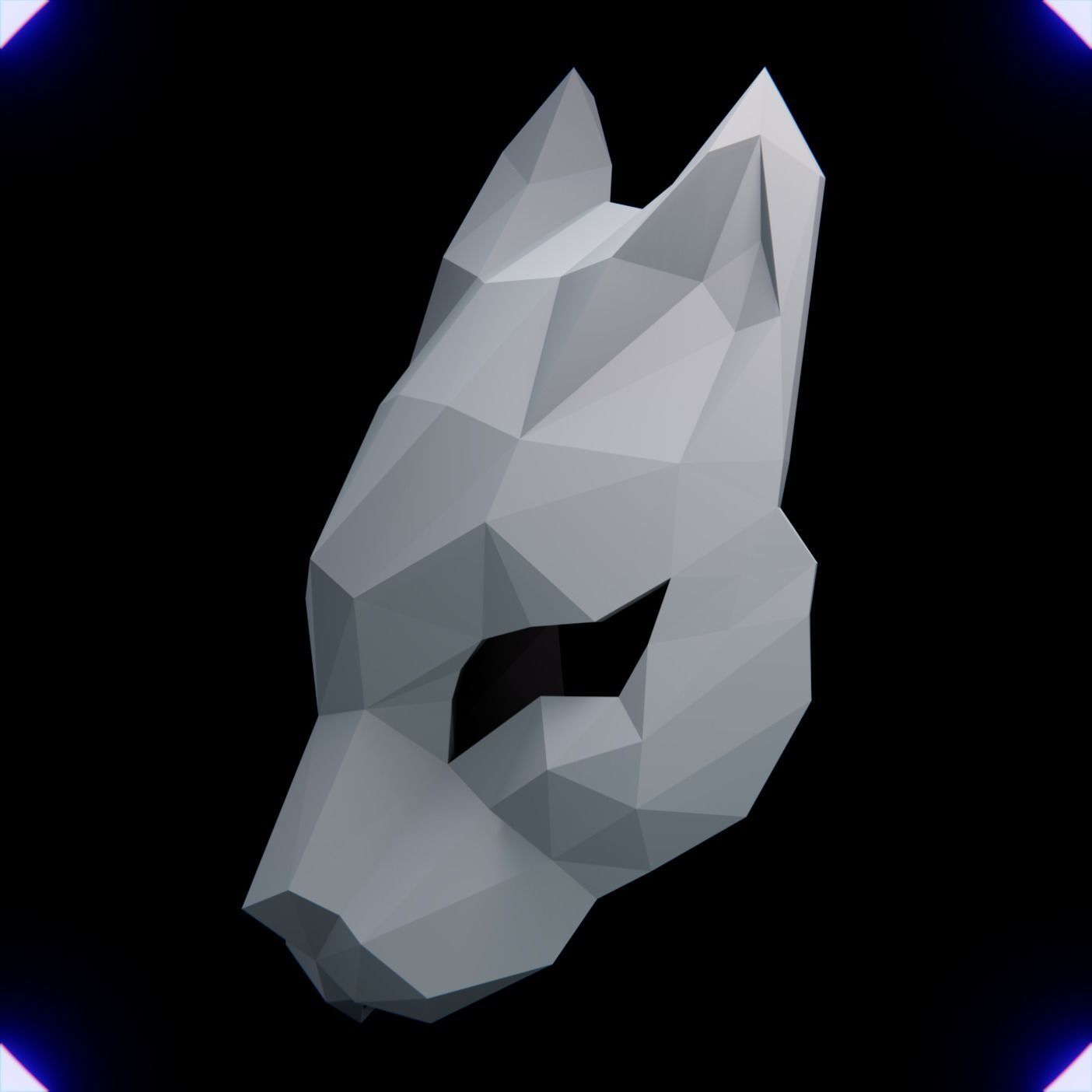 CAT MASK LOW POLY V1 3D print model_3