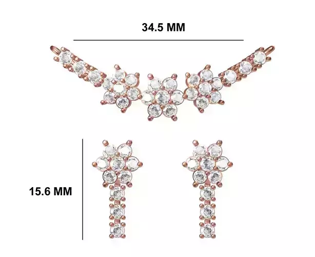 Women Necklace Earring Set STL OBJ FBX JCD Details