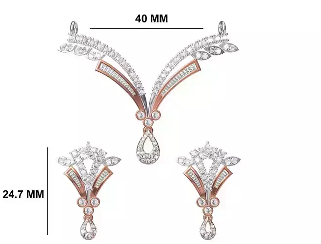 Women Necklace Earring Set STL OBJ FBX JCD Details