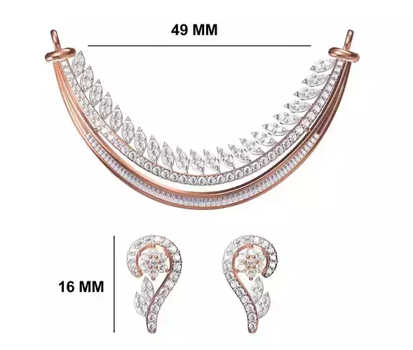 Women Necklace Earring Set STL OBJ FBX JCD Details