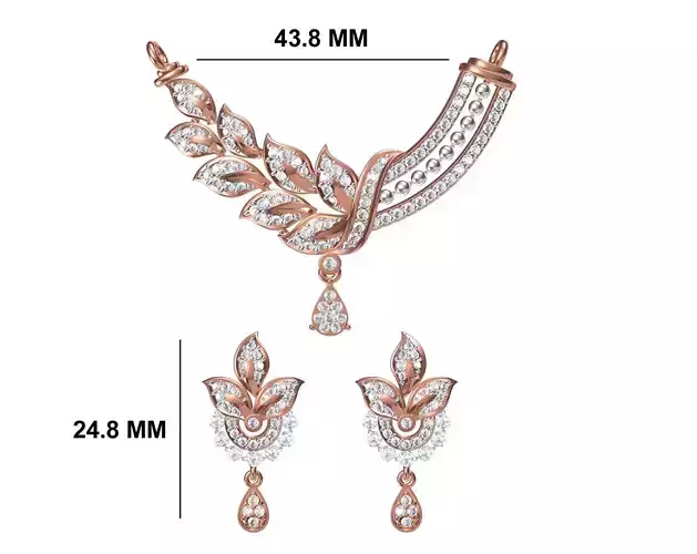 Women Necklace Earring Set STL OBJ FBX JCD Details