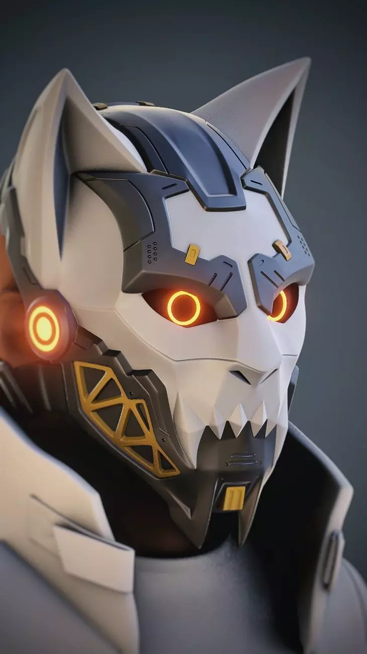 CYBER CAT v2 -  sci fi mask - digital STL FILE for 3D-PRINTING 3D print model_0