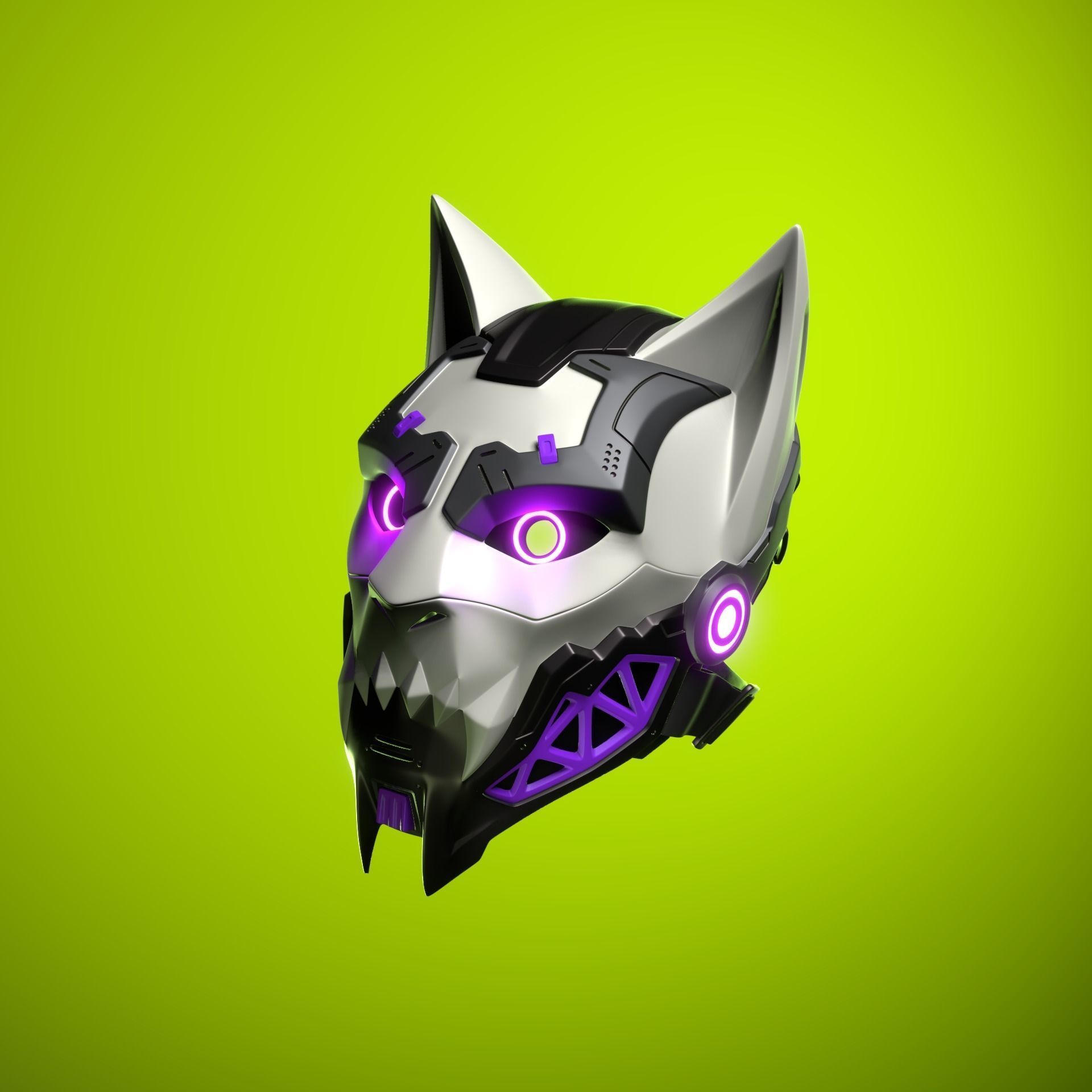 CYBER CAT v2 -  sci fi mask - digital STL FILE for 3D-PRINTING 3D print model_2