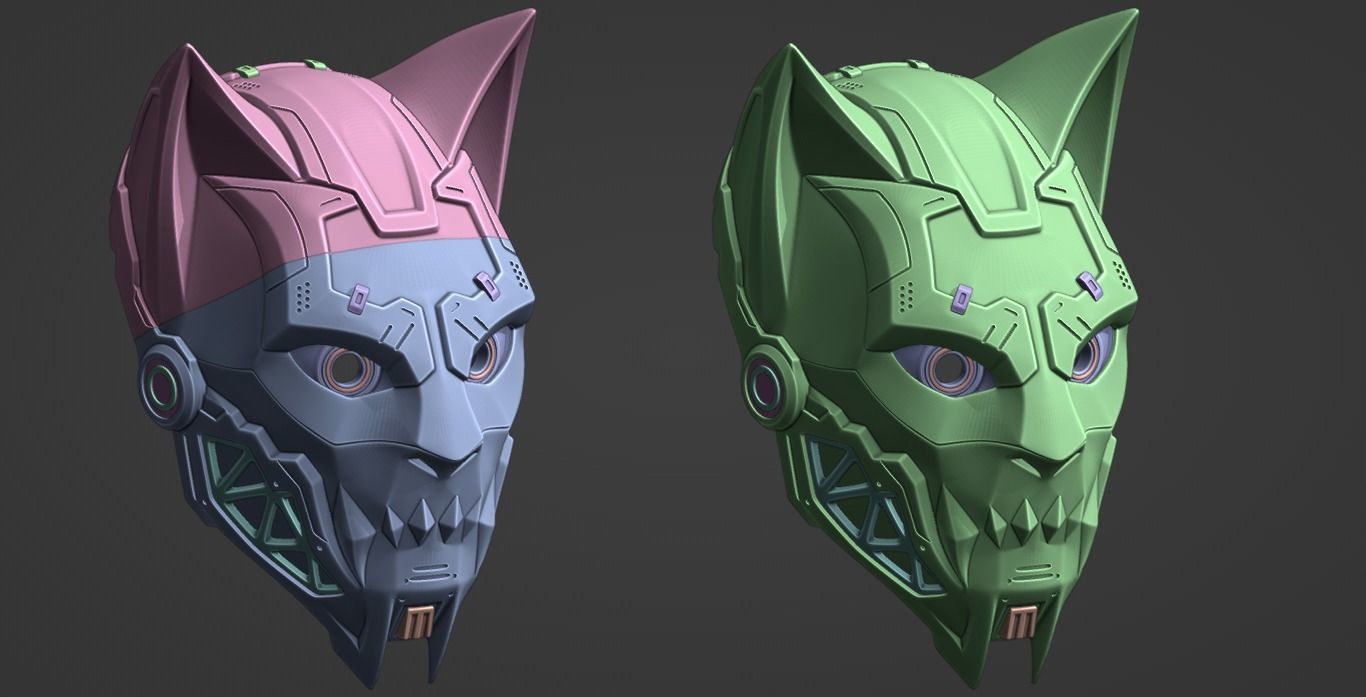 CYBER CAT v2 -  sci fi mask - digital STL FILE for 3D-PRINTING 3D print model_3