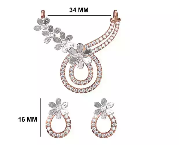 Women Necklace Earring Set STL OBJ FBX JCD Details