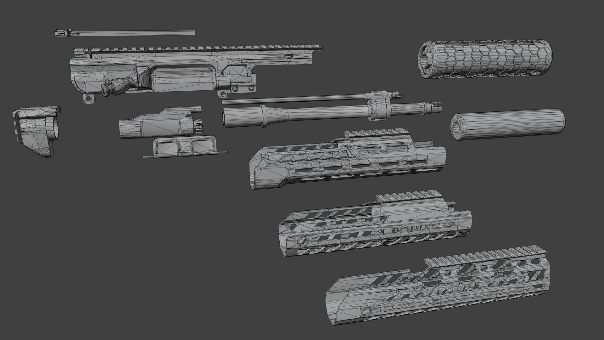SUR300 Upper Receiver Low-poly 3D model_9