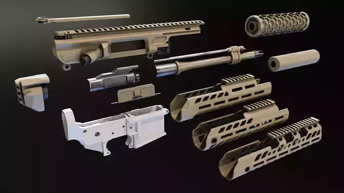 SUR300 Upper Receiver Low-poly 3D model
