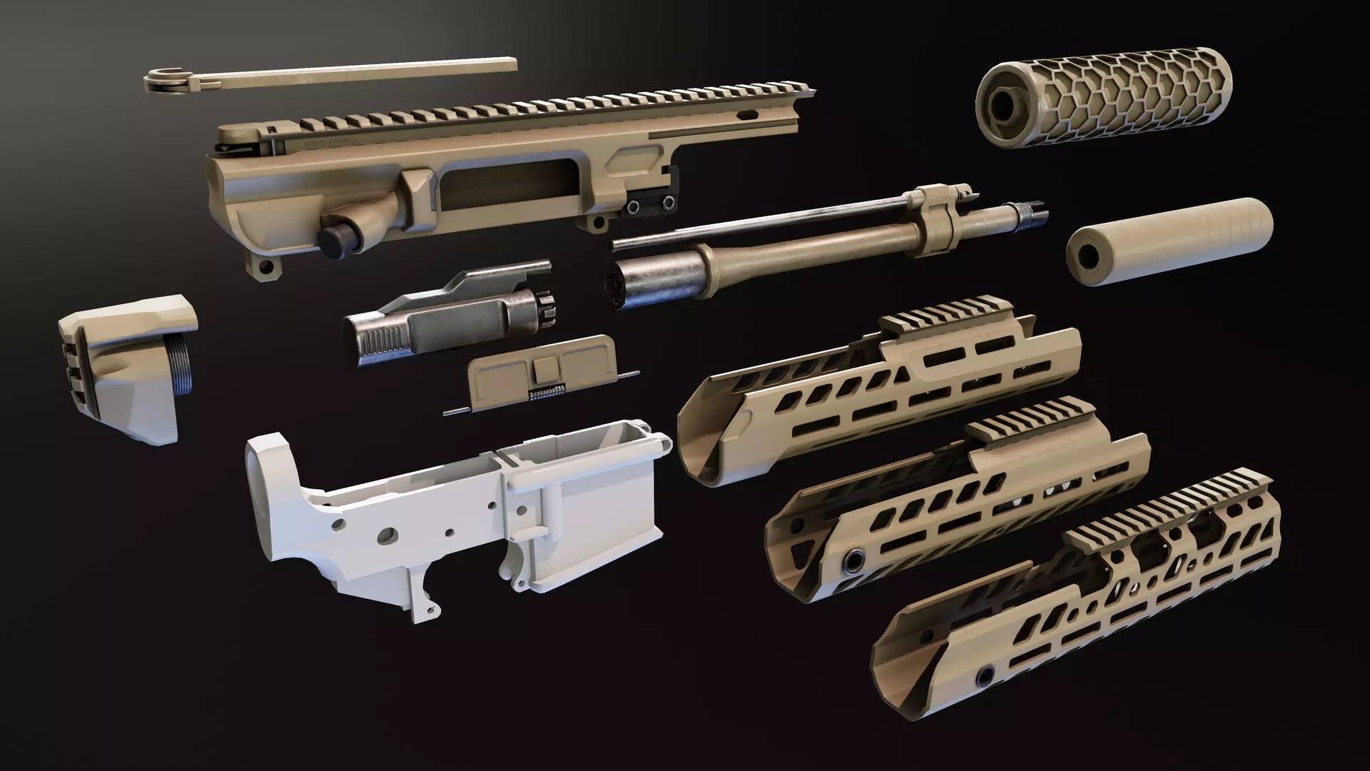 SUR300 Upper Receiver Low-poly 3D model_0