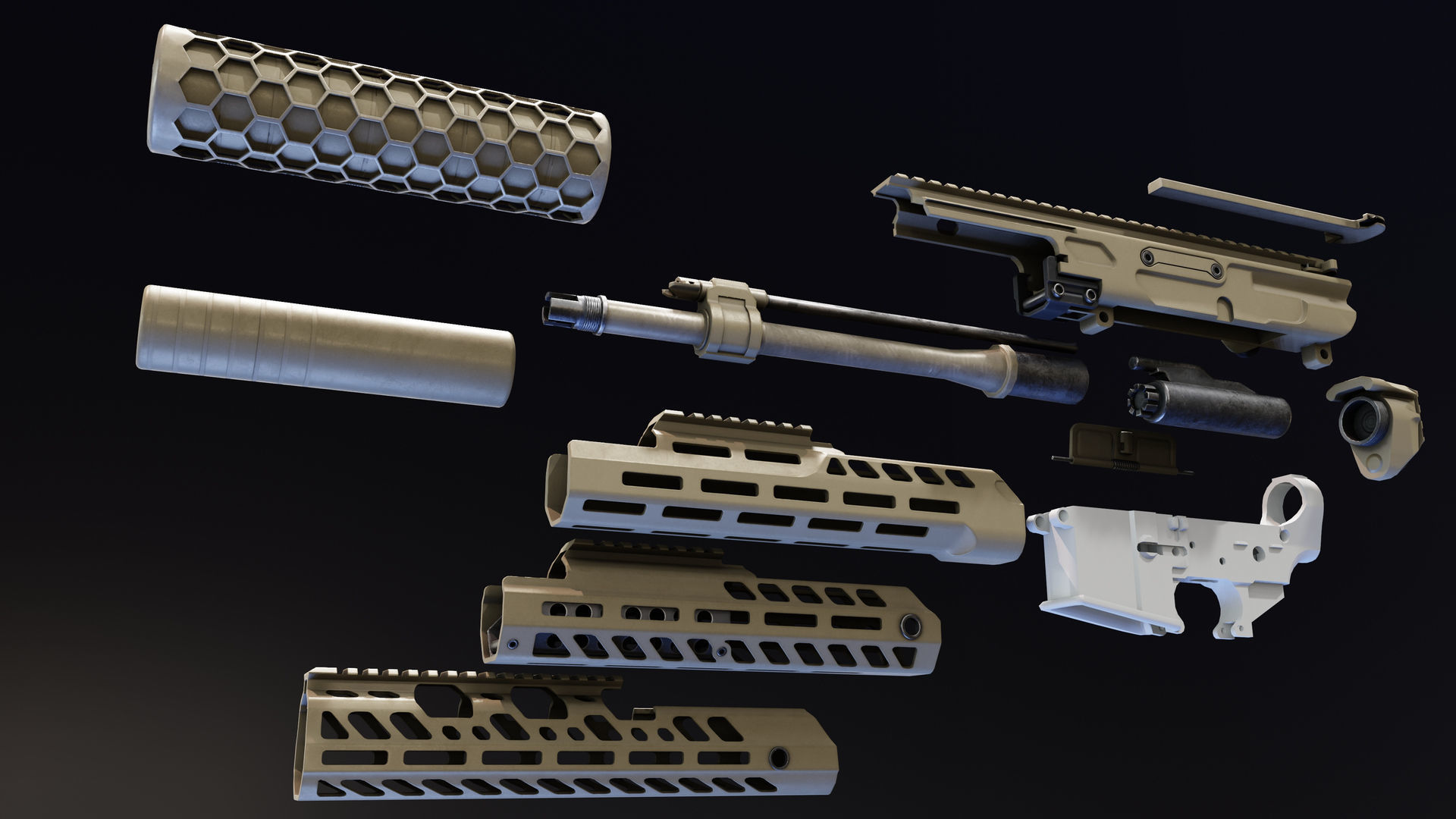SUR300 Upper Receiver Low-poly 3D model_1