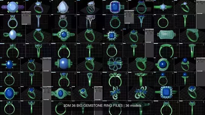 3DM 36 BIG GEMSTONE RING FILES