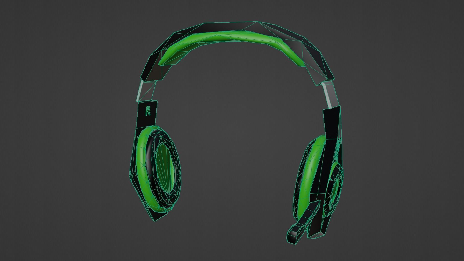 Biohazard gaming headset Low-poly 3D model_21
