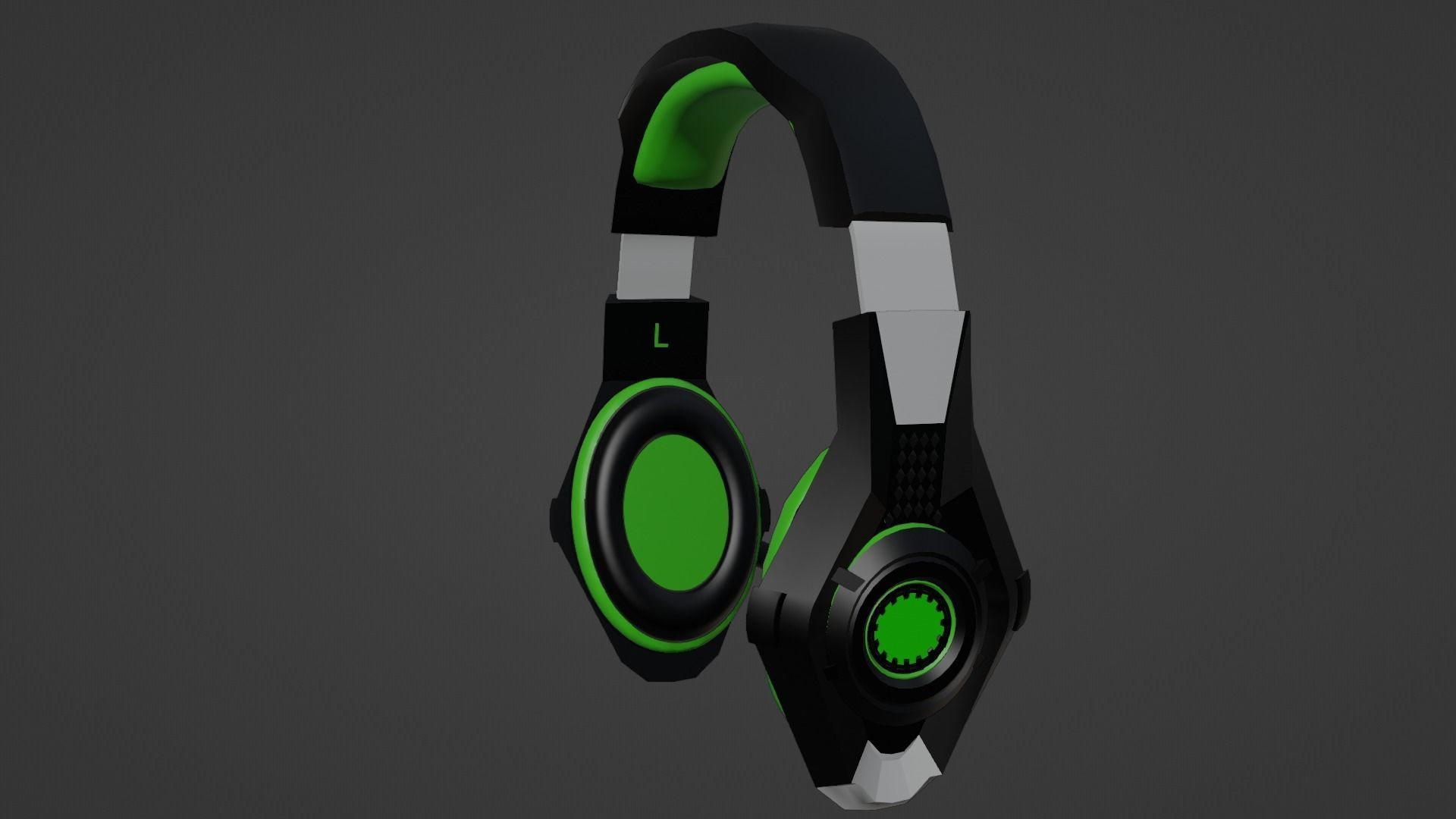 Biohazard gaming headset Low-poly 3D model_16