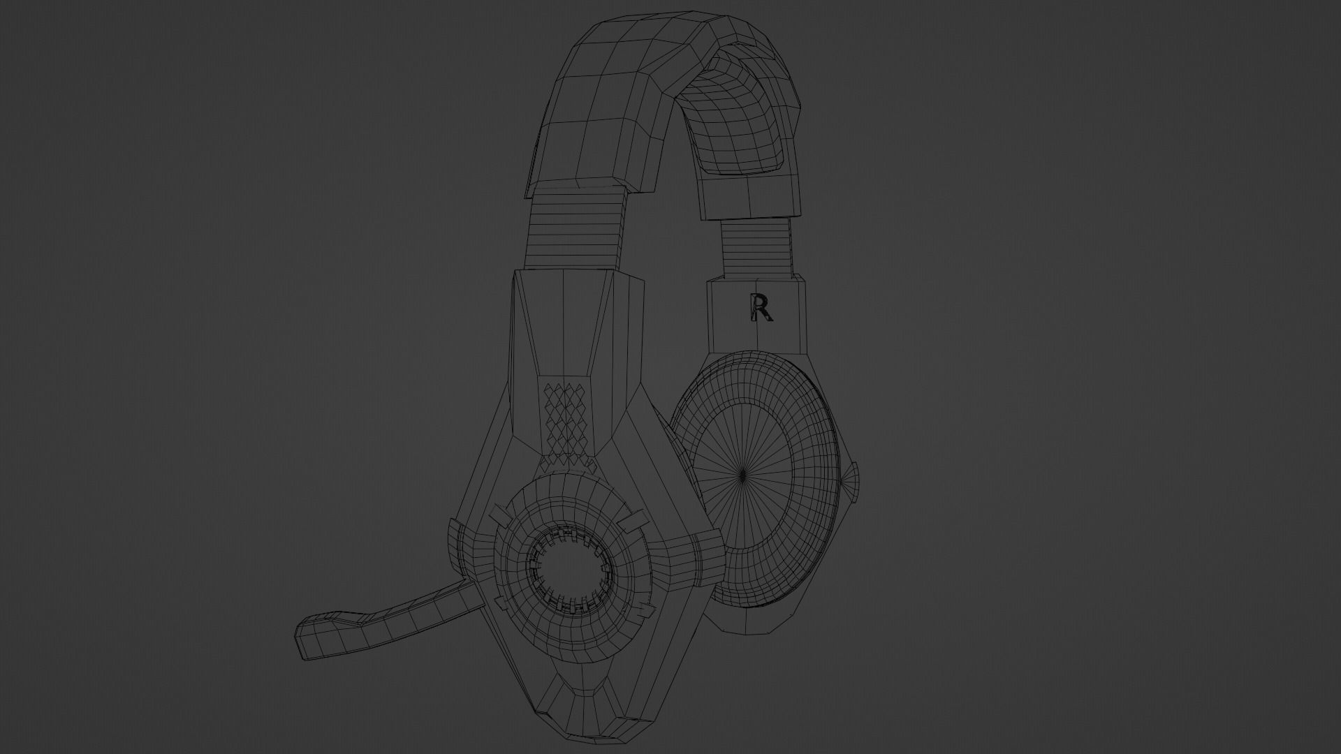 Biohazard gaming headset Low-poly 3D model_15