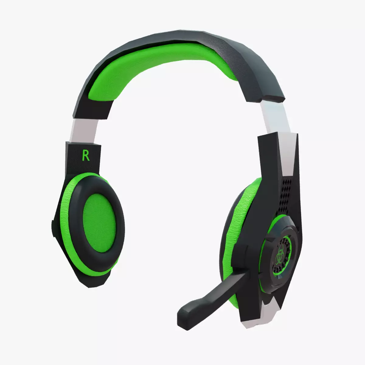 Biohazard gaming headset Low-poly 3D model_0