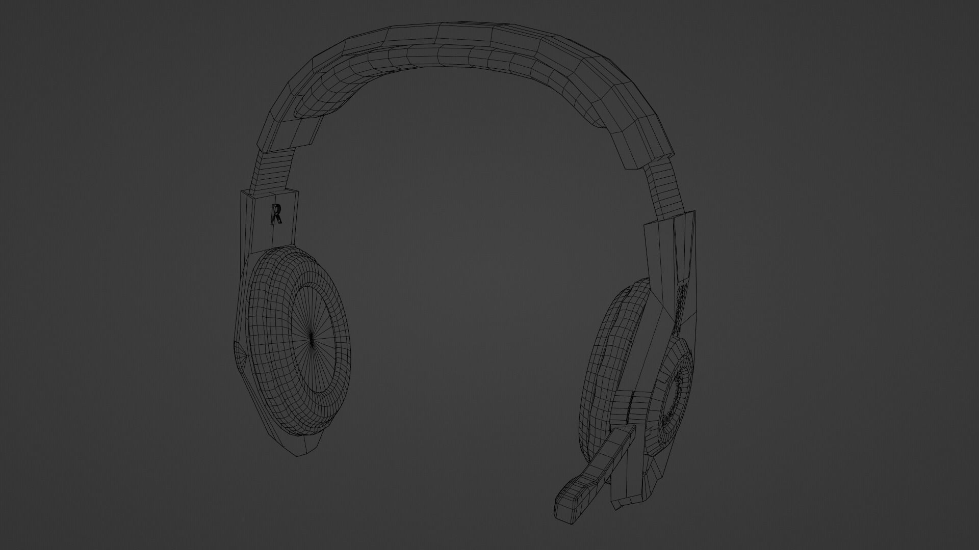 Biohazard gaming headset Low-poly 3D model_13