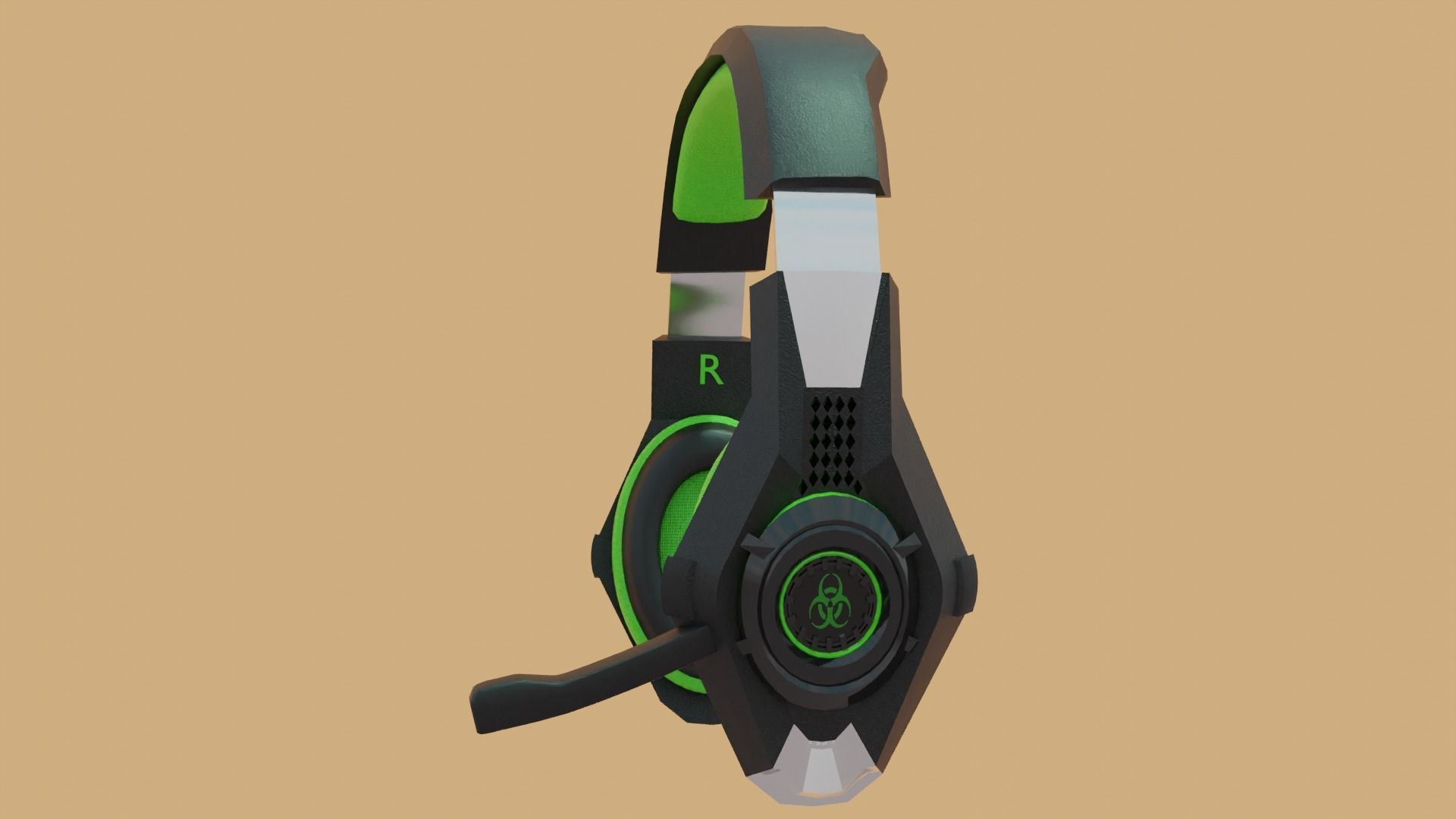 Biohazard gaming headset Low-poly 3D model_4