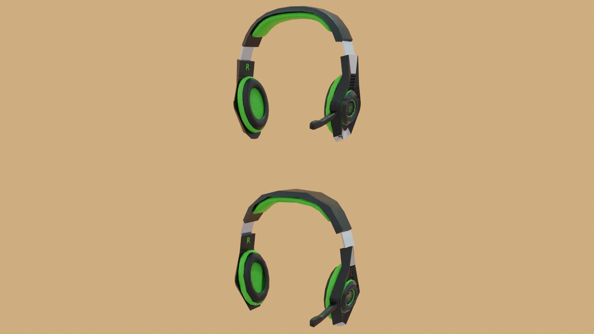 Biohazard gaming headset Low-poly 3D model_1