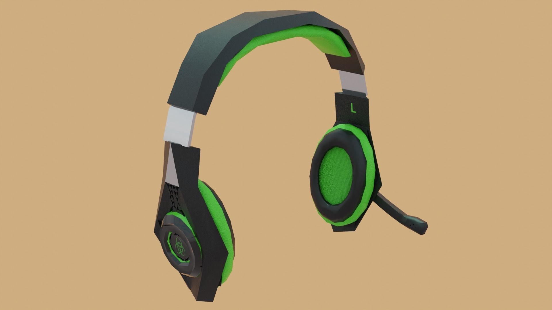 Biohazard gaming headset Low-poly 3D model_20