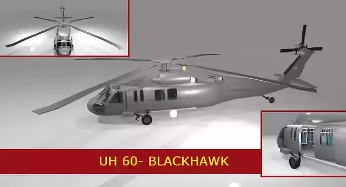 Sikorksky UH-60 Blackhawk US Army Helicopter Low-poly 3D model