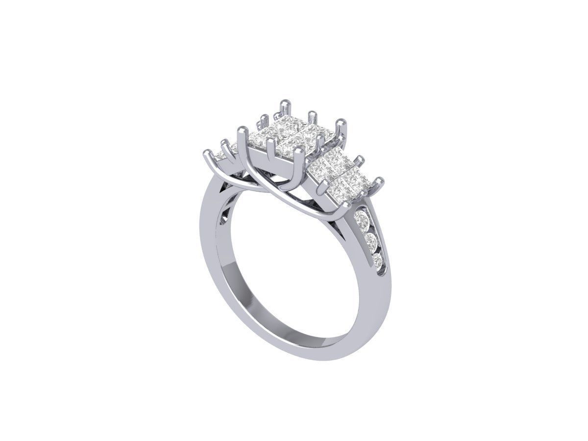 Princess Art Deco Ring 3D print model_5