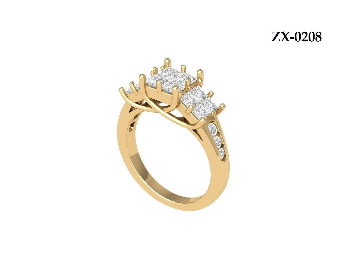 Princess Art Deco Ring 3D print model_13