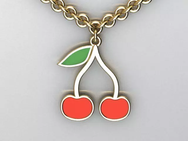cherry pendant 3D print model_0