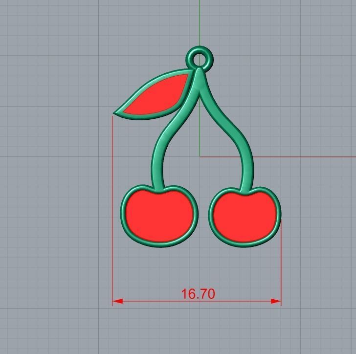 cherry pendant 3D print model_6