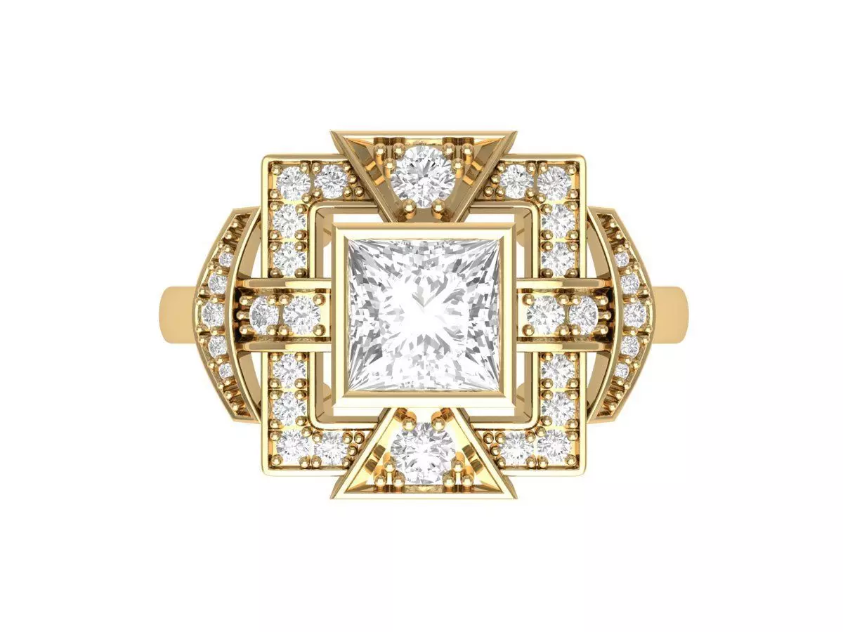 Princess Art Deco Ring 3D print model