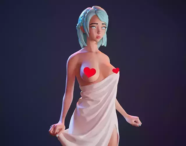 3D Print model - Cute girl in a towel b 3D print model
