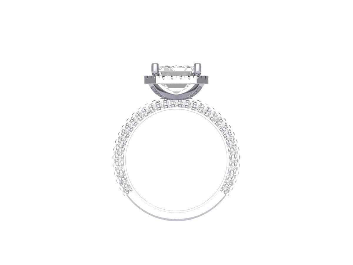 Emerald Side halo Art Deco Ring 3D print model_7