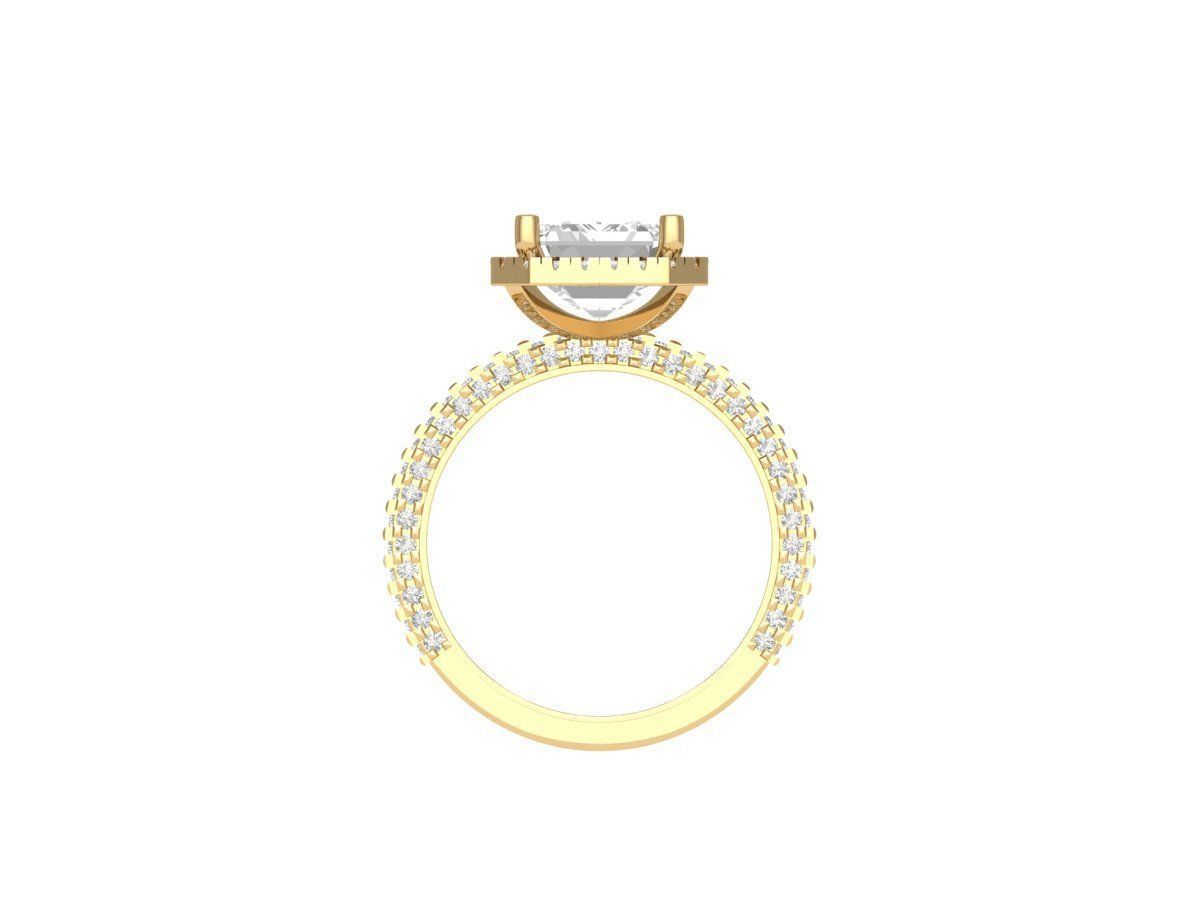 Emerald Side halo Art Deco Ring 3D print model_8