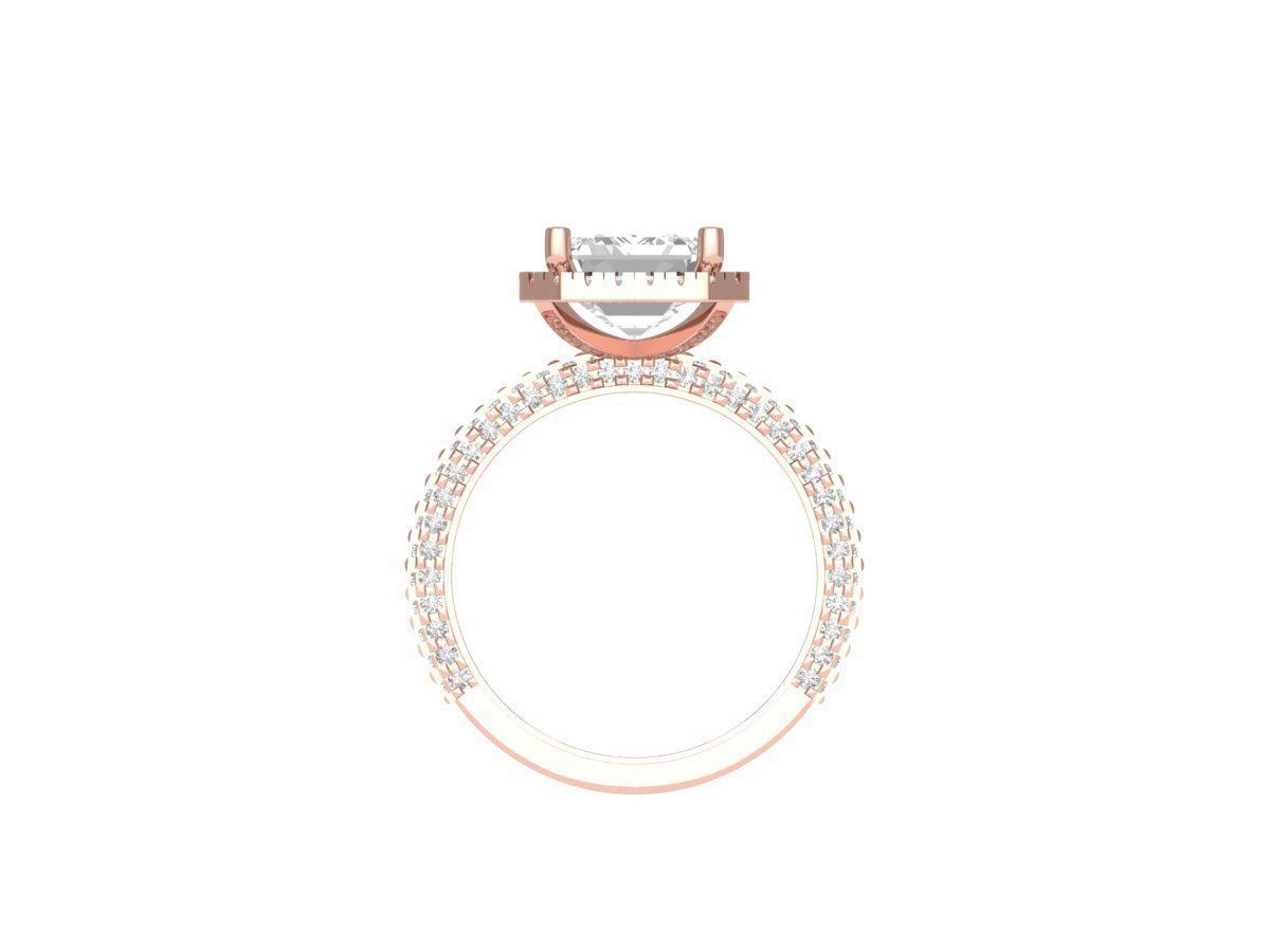 Emerald Side halo Art Deco Ring 3D print model_6