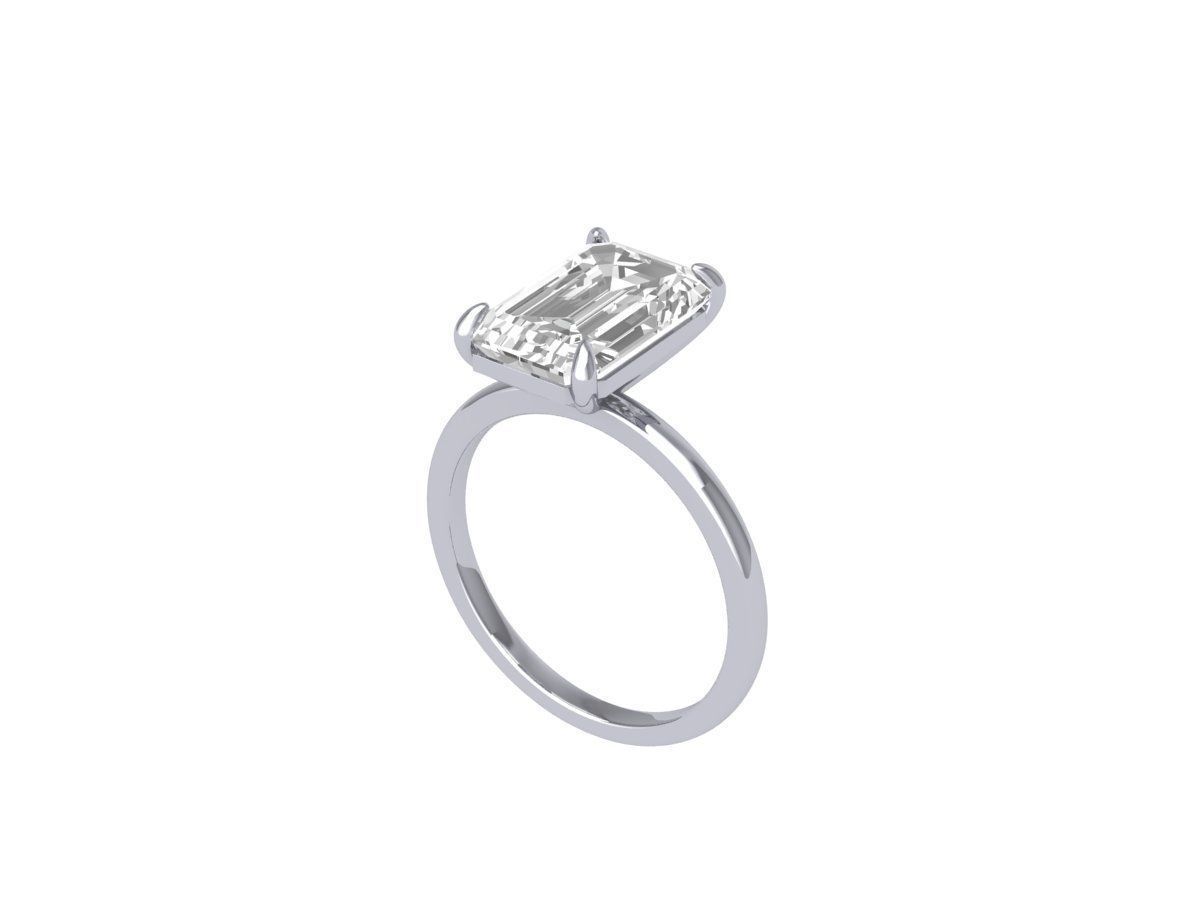 Emerald Solitaire Ring 3D print model_5