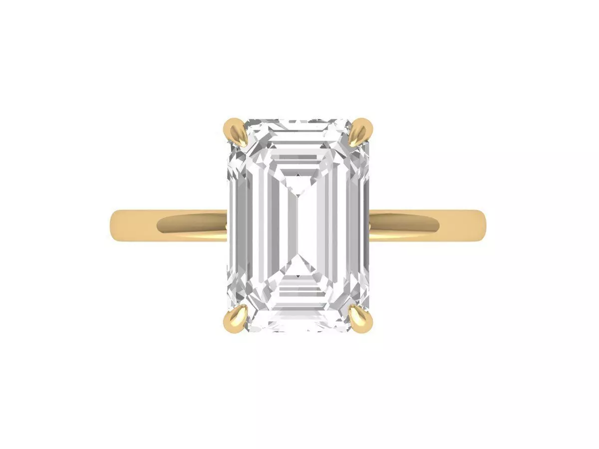 Emerald Solitaire Ring 3D print model_0