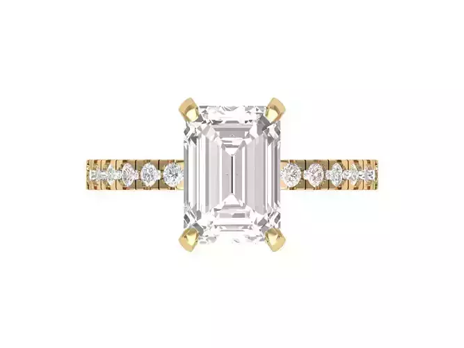 Emerald Solitaire Ring With Side Stone 3D print model