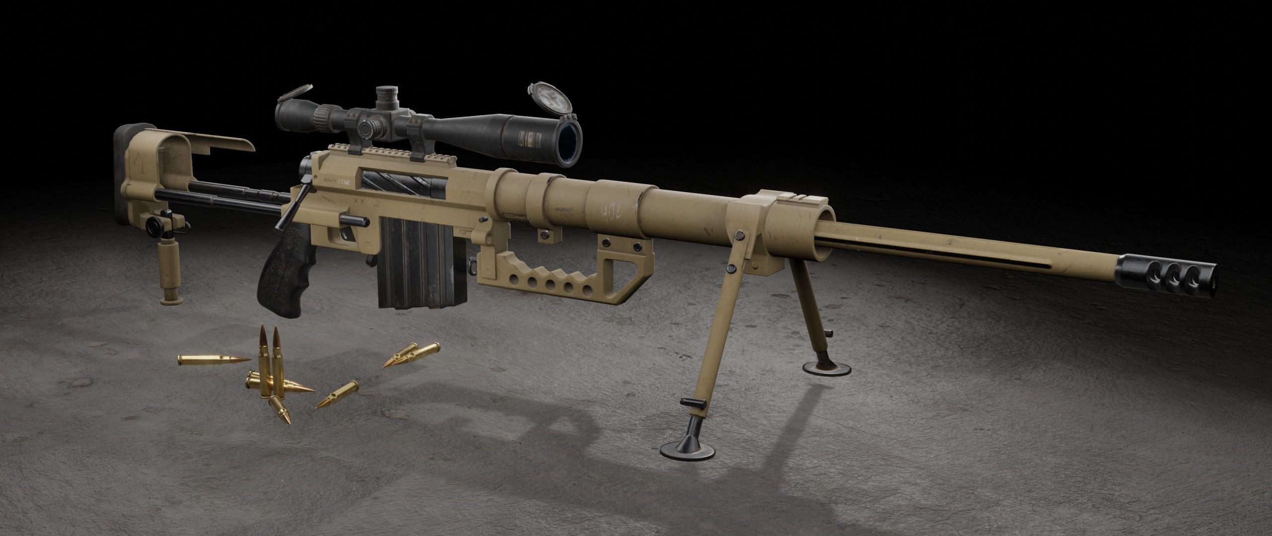 Sniper-rifle CheyTacM200 Intervention Free low-poly 3D model_1