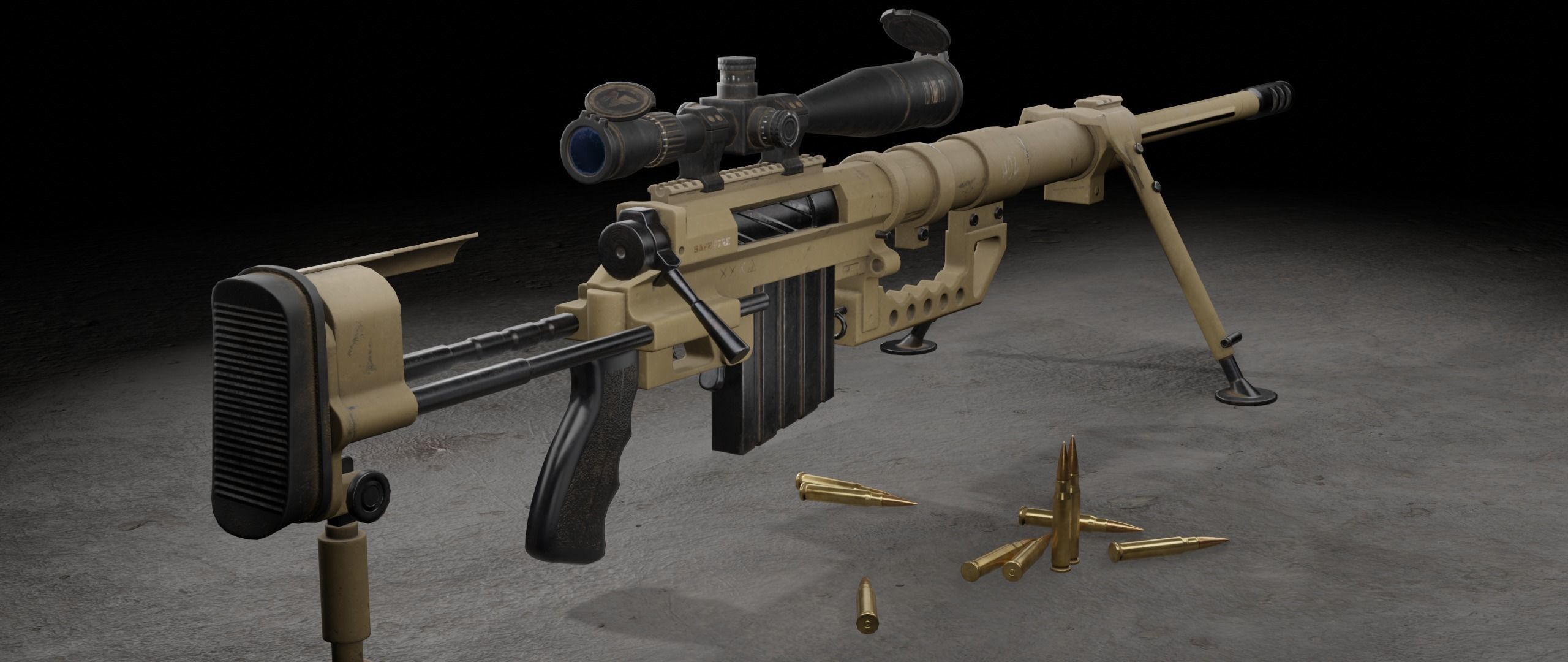 Sniper-rifle CheyTacM200 Intervention Free low-poly 3D model_2