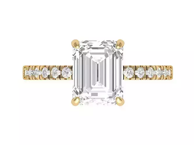 Emerald Solitaire Ring With Side Stone 3D print model